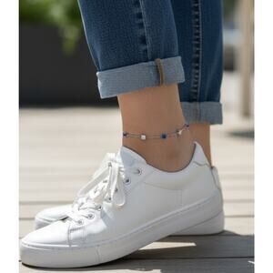 12382 Silver New Shades of Bright Anklet 5 Gens Blue And White Ankle Bracelet